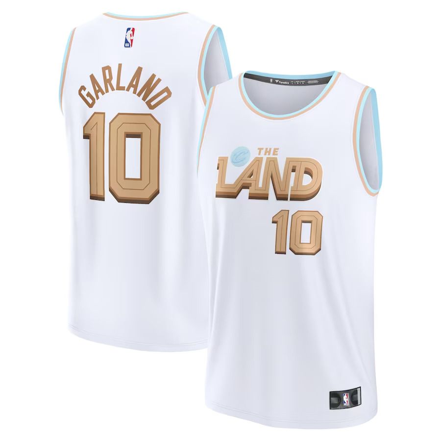 Men Cleveland Cavaliers #10 Darius Garland Fanatics Branded White City Edition 2022-23 Fastbreak Jersey